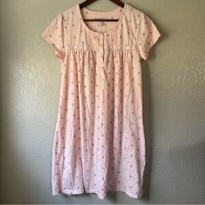 Croft & Barrow Womens M Pink Seashell Midi Sleepwear Dress Nightgown Grannycore